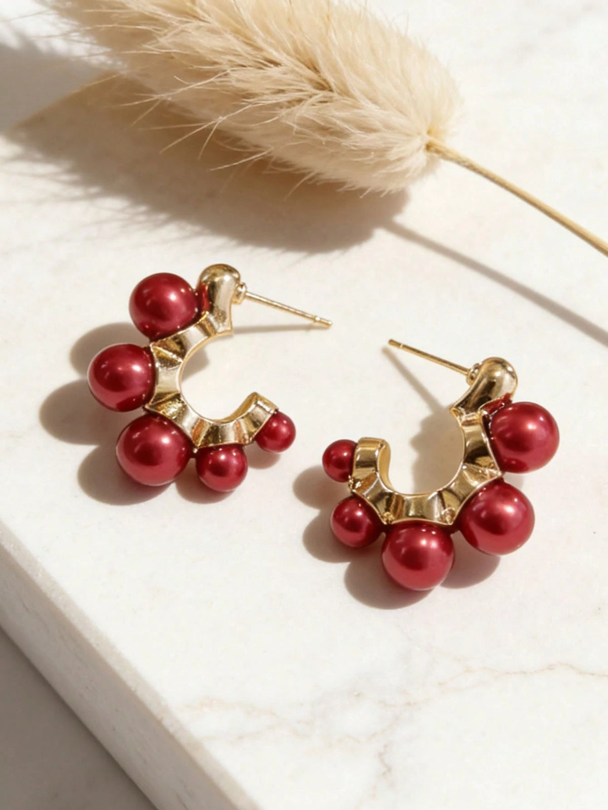Elegant Vintage Classic Faux Pearl Hoop Earrings