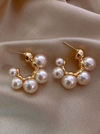 Elegant Vintage Classic Faux Pearl Hoop Earrings