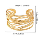 1pc Exaggerated 304 Stainless Steel Women's Bracelet, Asymmetrical Geometric Line , Gold Tone Adjustable Size,