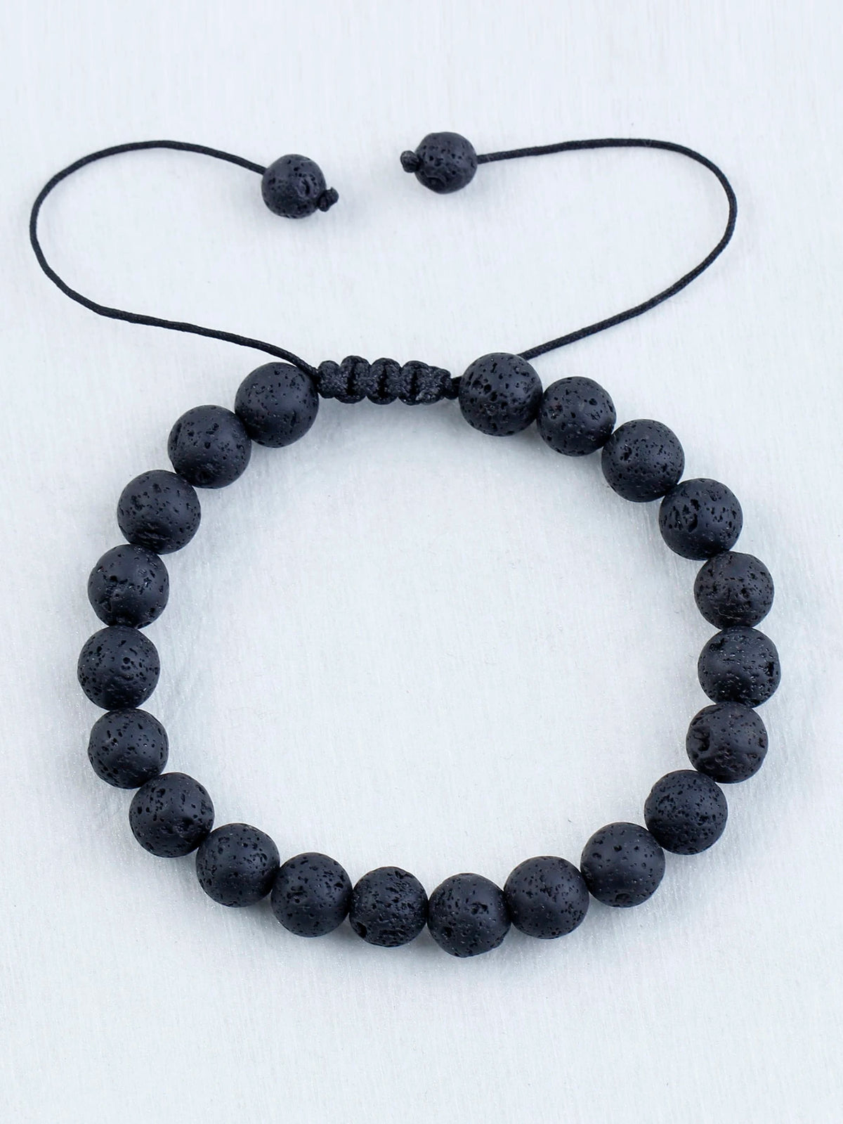 Men's Black Volcanic Rock Bead Bracelet