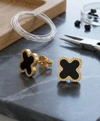 Black Clover Gold Stud Earrings