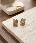 Multicolor Butterfly Earrings for Women – Blue, Pink & Ivory Gold-Tone Jewelry