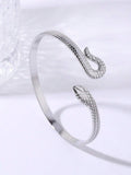 1pc Stainless Steel Snake Shaped Bracelet, Couples Bangle SKU: sj260309195484326794744