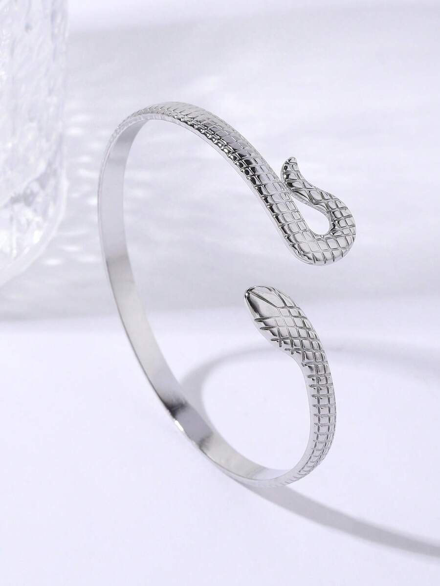1pc Stainless Steel Snake Shaped Bracelet, Couples Bangle SKU: sj260309195484326794744
