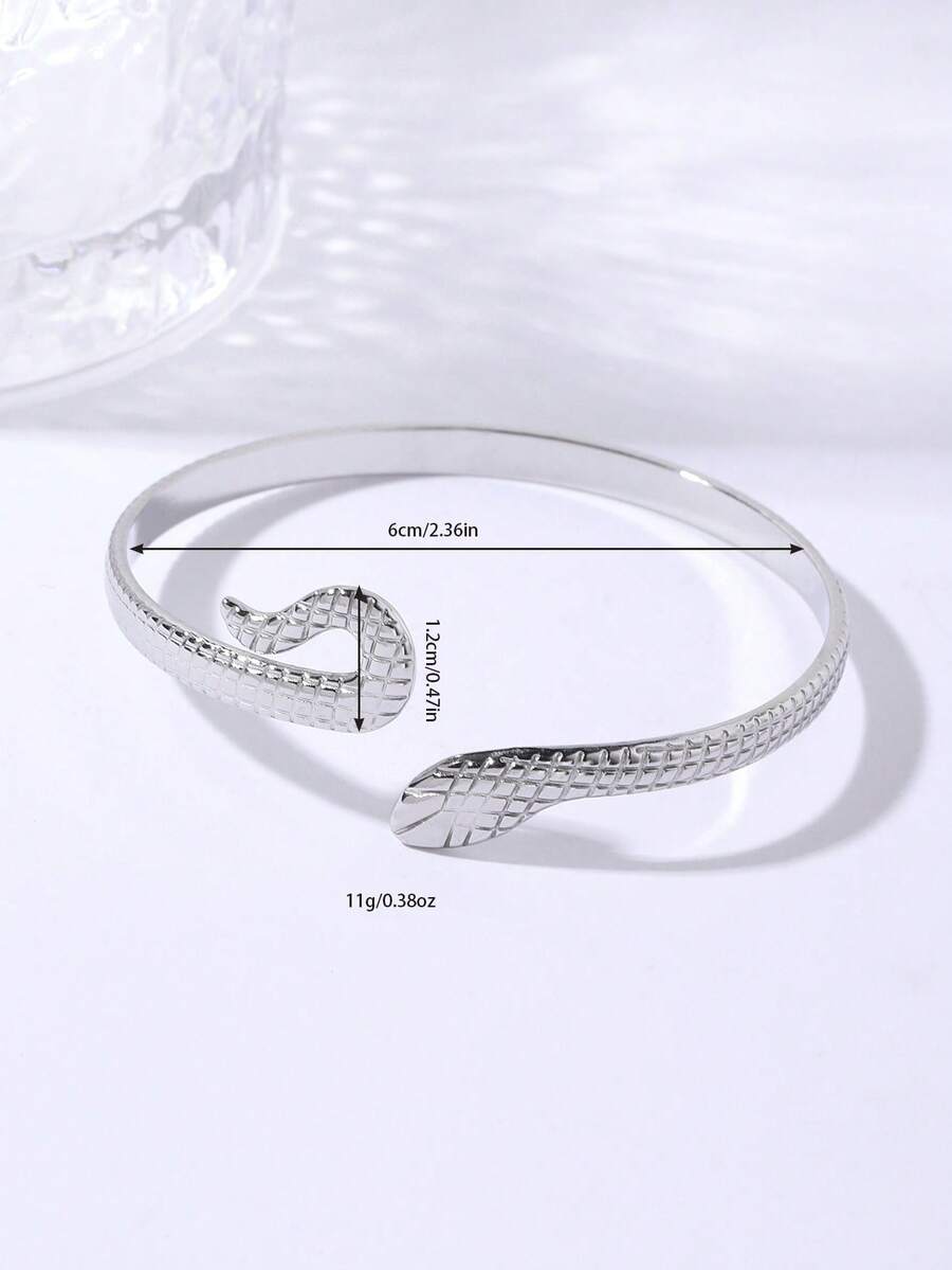 1pc Stainless Steel Snake Shaped Bracelet, Couples Bangle SKU: sj260309195484326794744