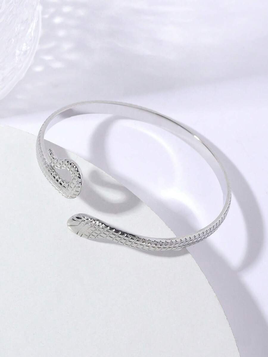 1pc Stainless Steel Snake Shaped Bracelet, Couples Bangle SKU: sj260309195484326794744