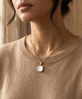 Black Square Pendant Gold Necklace for Women Minimalist Geometric Statement Jewelry