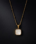 Black Square Pendant Gold Necklace for Women Minimalist Geometric Statement Jewelry