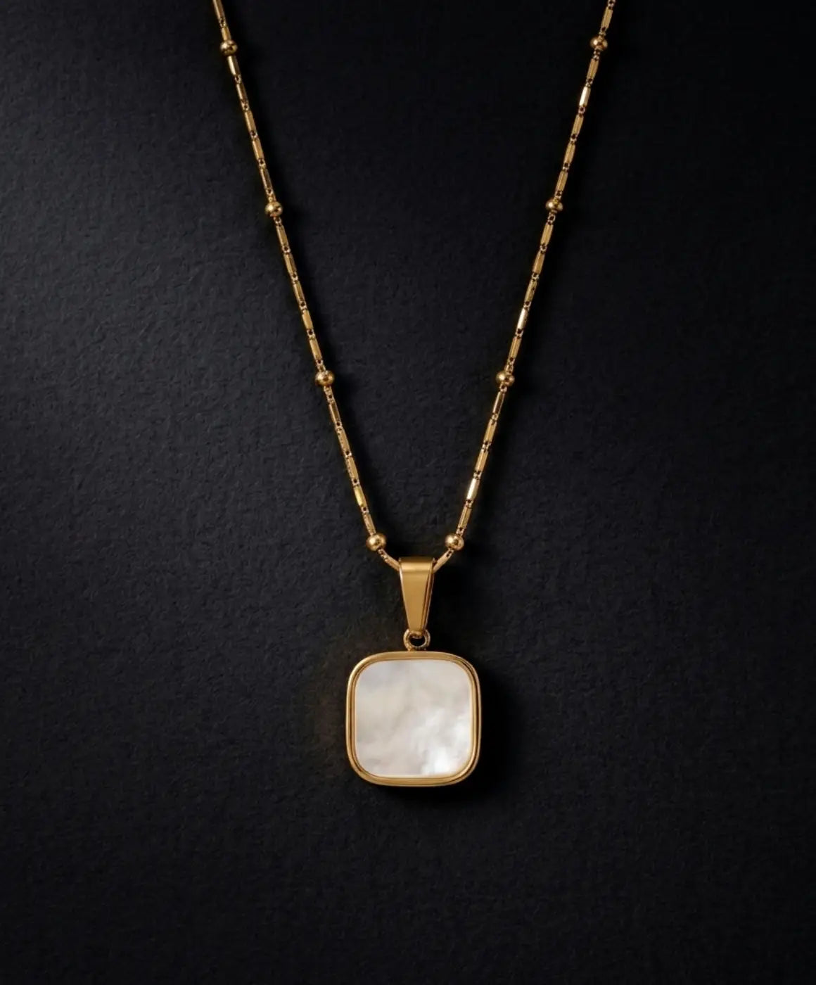 Black Square Pendant Gold Necklace for Women Minimalist Geometric Statement Jewelry