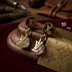 Gold Crystal Monogram Drop Earrings
