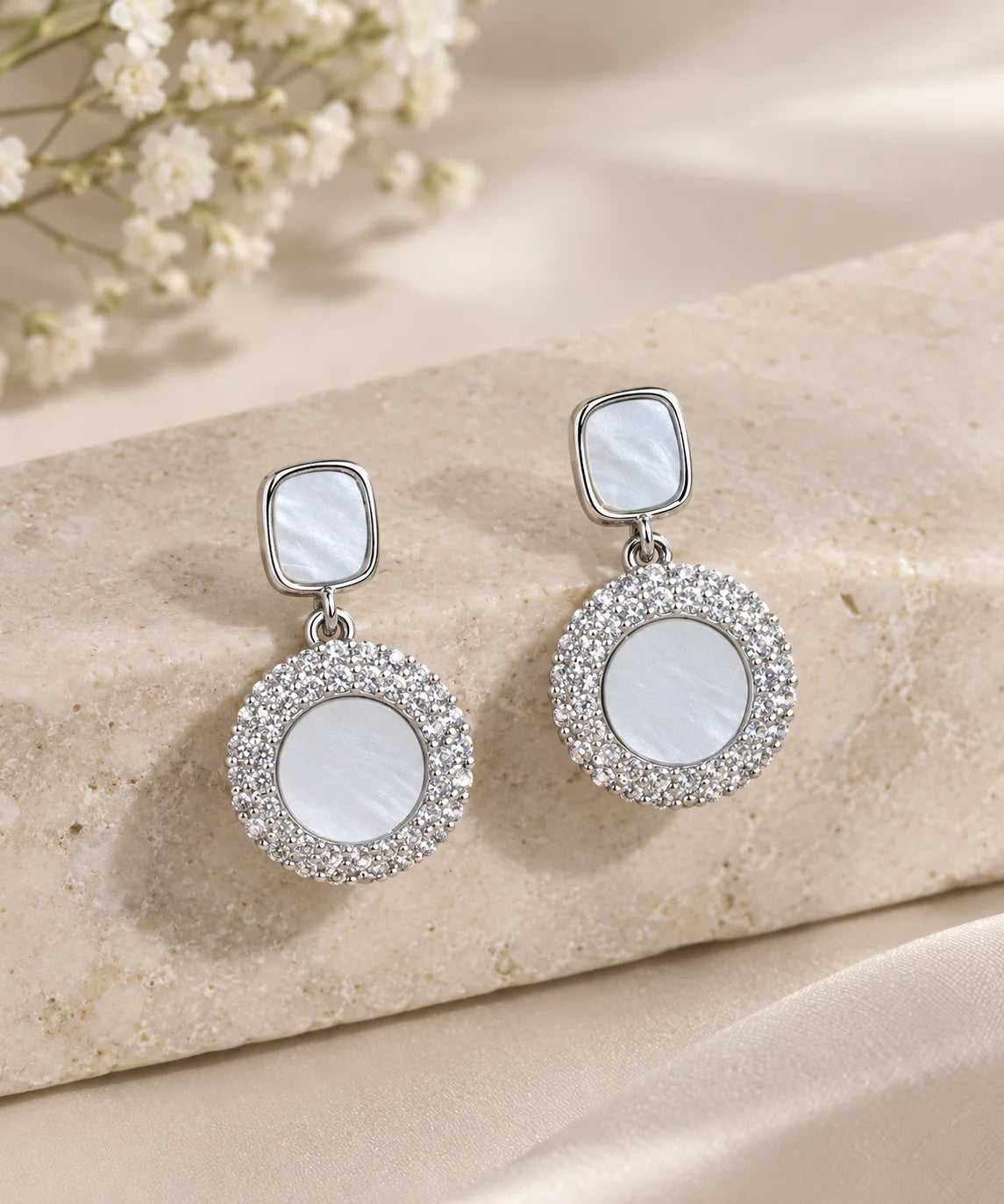 Silver-tone crystal drop earrings