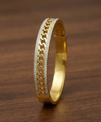 Elegant Gold-Tone Chain Link Crystal Bangle Bracelet