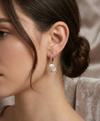 Elegant Gold-Tone Opal Hoop Earrings with Sparkling Detail