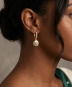 Elegant Gold-Tone Opal Hoop Earrings with Sparkling Detail