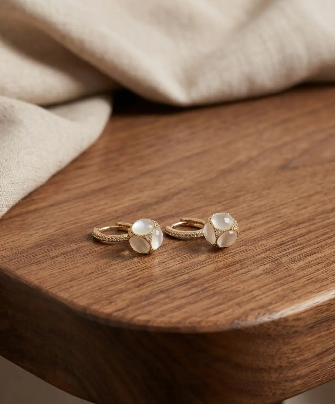 Elegant Gold-Tone Opal Hoop Earrings with Sparkling Detail