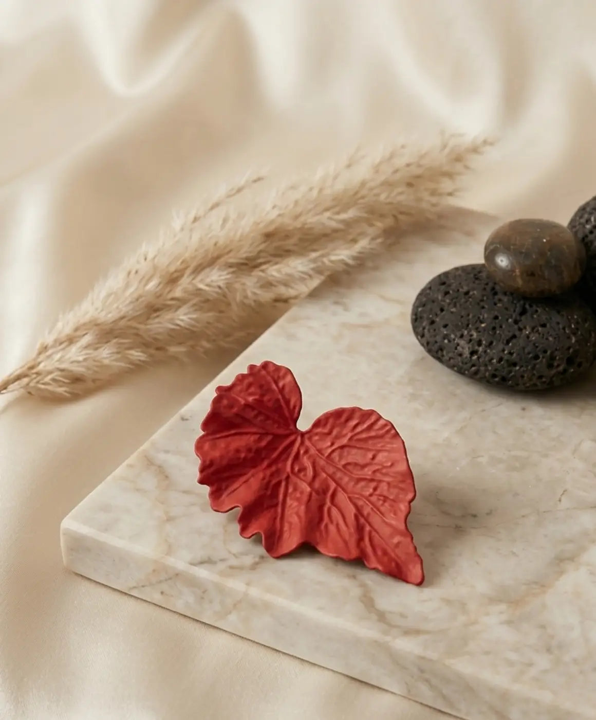 Elegant Red Textured Leaf Drop Earrings for Women – Statement Jewelry