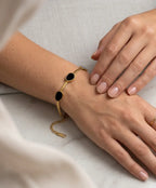 Black Oval Chain Bracelet for Women
