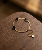 Black Oval Chain Bracelet for Women