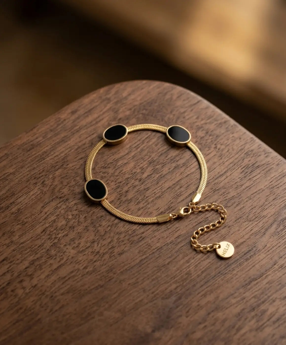 Black Oval Chain Bracelet for Women