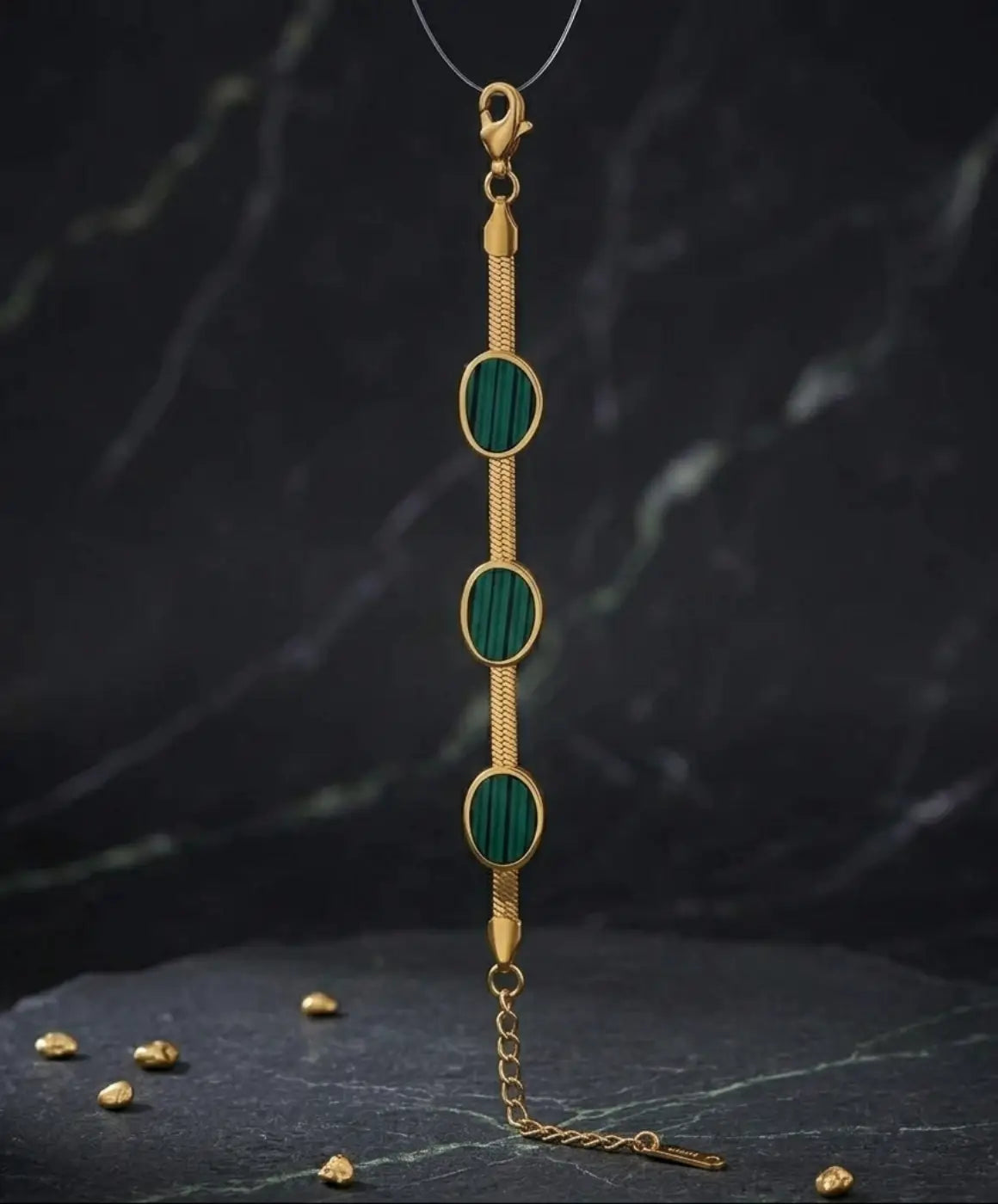 Emerald Green Oval Chain Bracelet