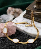White Stone Snake Chain Bracelet  for Women