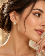 Gold-Tone Crystal Statement Earrings for Women – Elegant Curved Design