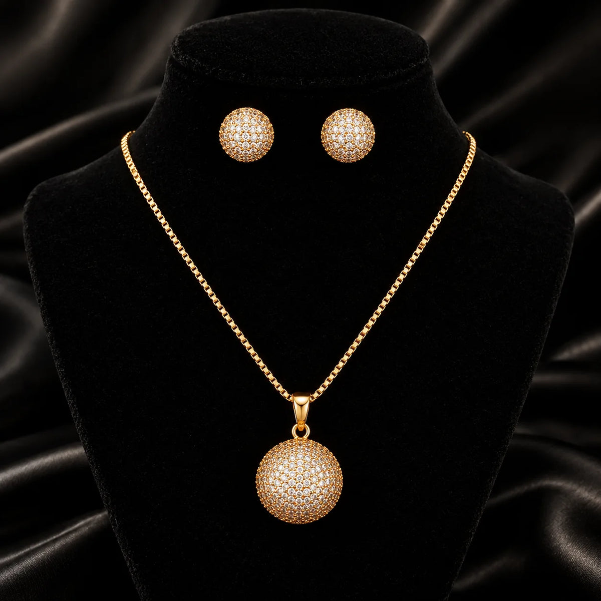 Matching spherical stud earrings