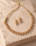 Golden Starburst Crystal Necklace Set with Matching Earrings
