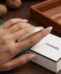 Gold Baguette Crystal Bar Bracelet for Women Elegant Everyday Jewelry