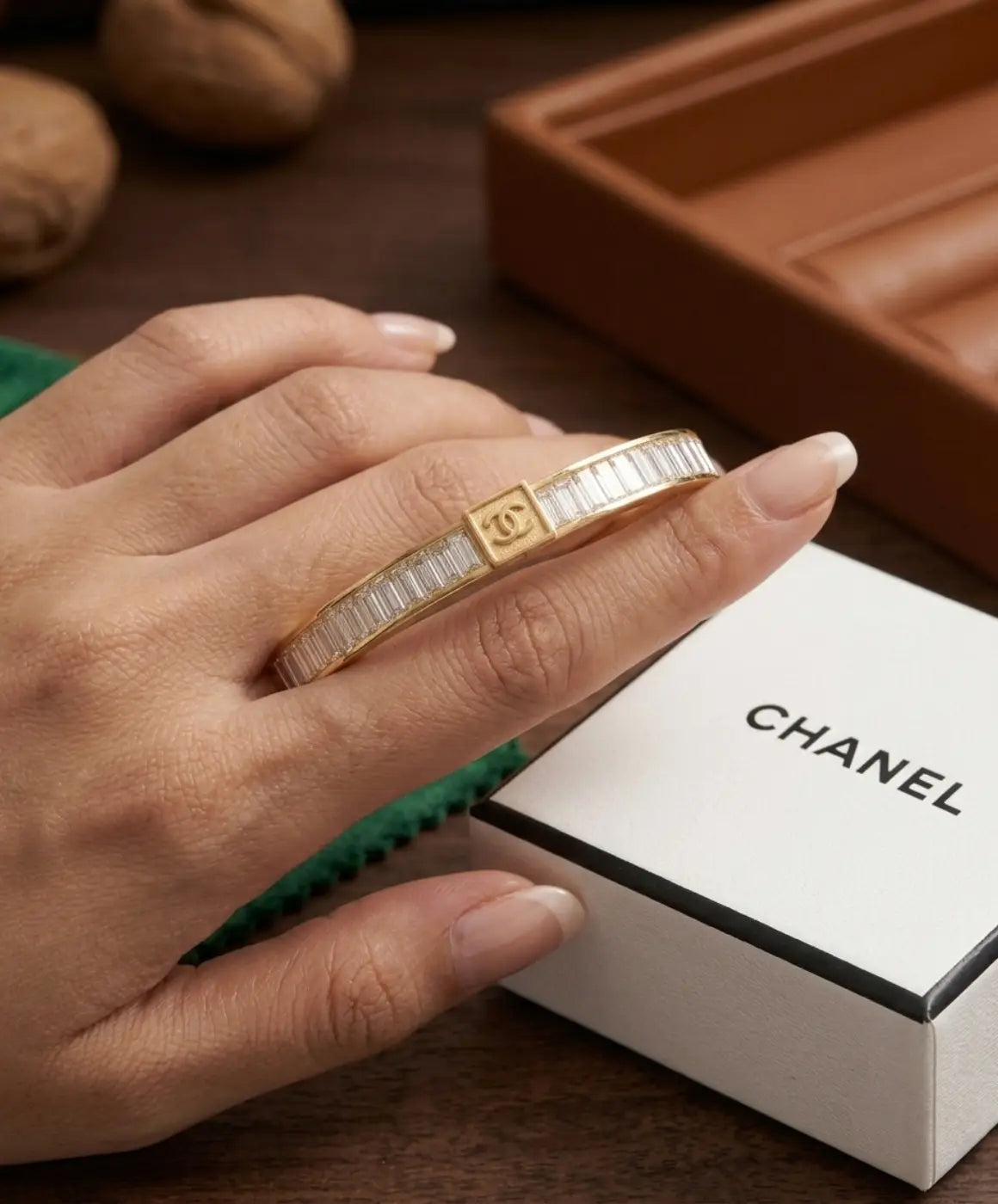 Gold Baguette Crystal Bar Bracelet for Women Elegant Everyday Jewelry