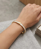 Gold Baguette Crystal Bar Bracelet for Women Elegant Everyday Jewelry