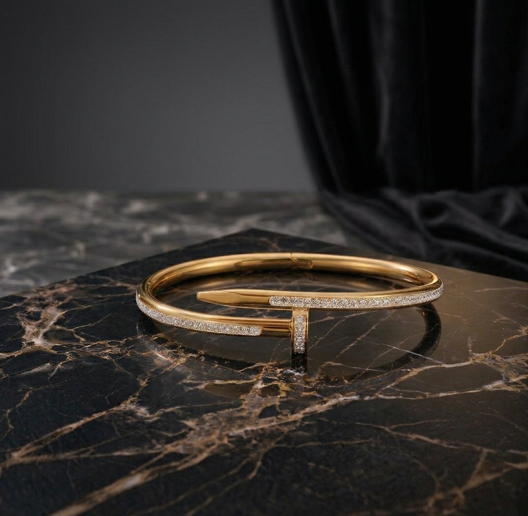 Elegant Gold Crystal Nail Cuff Bracelet
