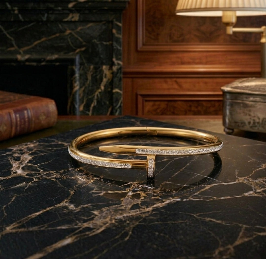 Elegant Gold Crystal Nail Cuff Bracelet