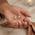 Gold Hollow Circle Imitation Pearl Crystal Stud Earrings