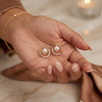 Gold Hollow Circle Imitation Pearl Crystal Stud Earrings