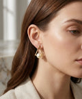 Gold Triangle Pearl Drop Earrings for Women Elegant Geometric Jewelry