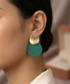 Green and Gold Round Drop Earrings for Women – Stylish Everyday Jewelry