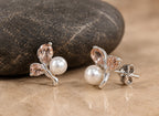 Peach crystal butterfly earrings for girls