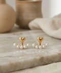 Pearl Heart Drop Earrings for Women – Elegant Gold-Tone Jewelry