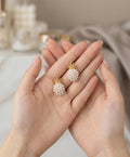 Pearl Cluster Drop Earrings for Women – Gold-Tone Statement Jewelry