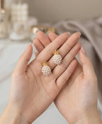 Pearl Cluster Drop Earrings for Women – Gold-Tone Statement Jewelry