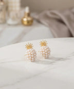 Pearl Cluster Drop Earrings for Women – Gold-Tone Statement Jewelry