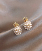 Pearl Cluster Drop Earrings for Women – Gold-Tone Statement Jewelry