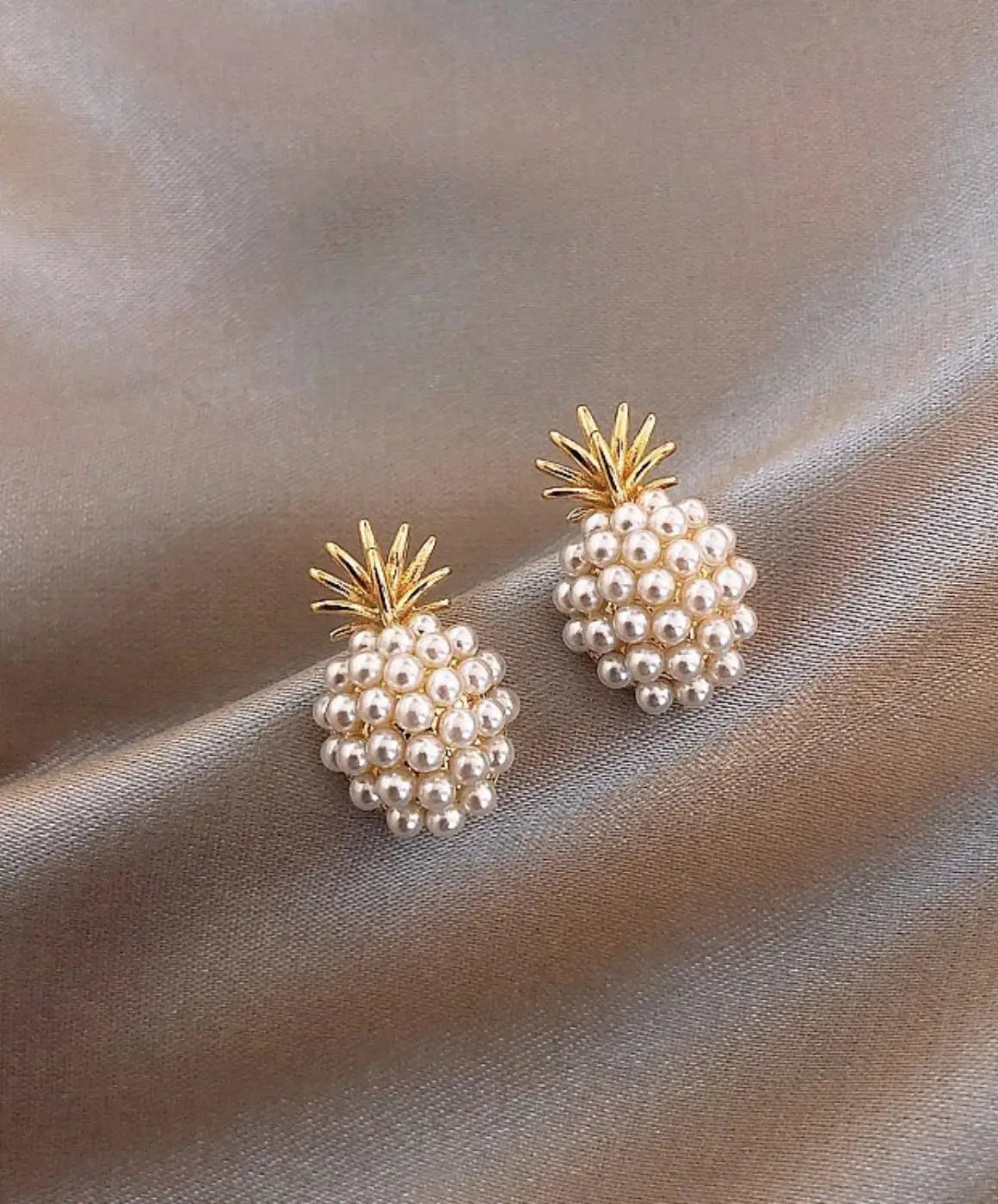 Pearl Cluster Drop Earrings for Women – Gold-Tone Statement Jewelry