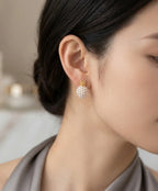Pearl Cluster Drop Earrings for Women – Gold-Tone Statement Jewelry