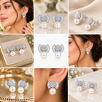 Silver statement earrings with sparkling stones