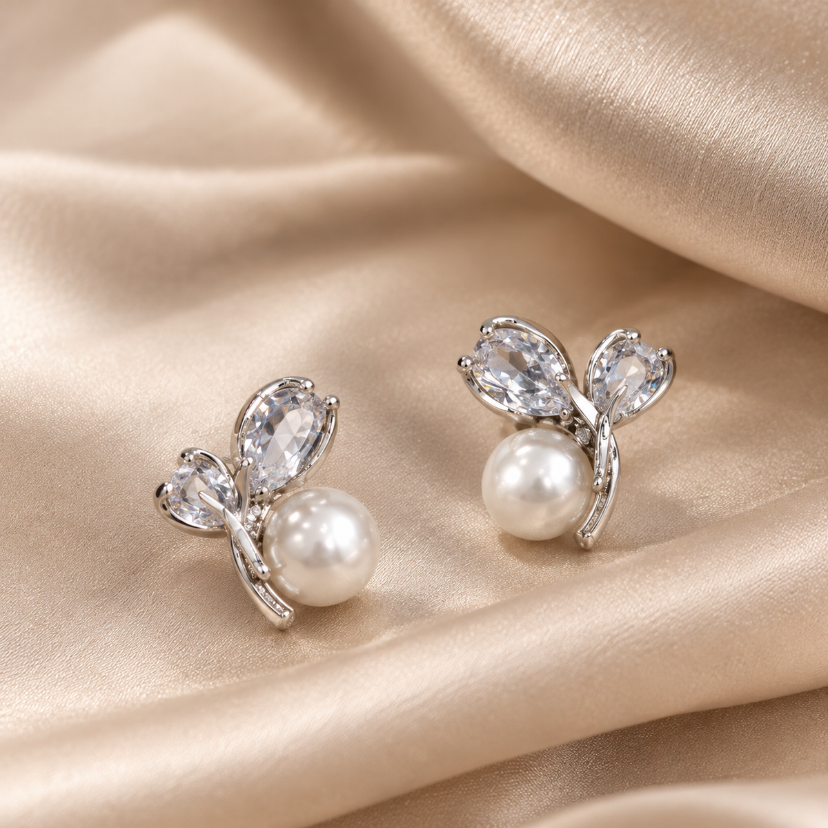 Clear crystal butterfly earrings for girls
