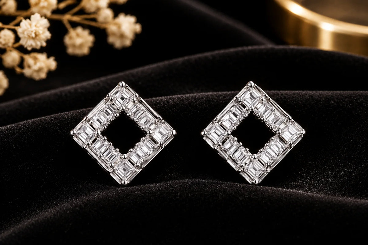 Elegant open-square crystal jewelry