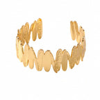 Exaggerated 304 Stainless Steel Women's Bracelet, Asymmetrical Geometric Line Design, Gold Tone Adjustable Size Suitable For All Seasons, Hypoallergenic And Fade-Resistant, Thick Wavy Shape, Suitable For Various Occasions Or As A Gift