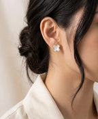White Clover Earrings – Elegant Gold-Tone Clover Stud Earrings